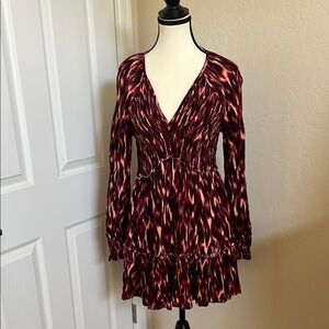 Beachlunchlounge Red and Black Long Sleeve Dress